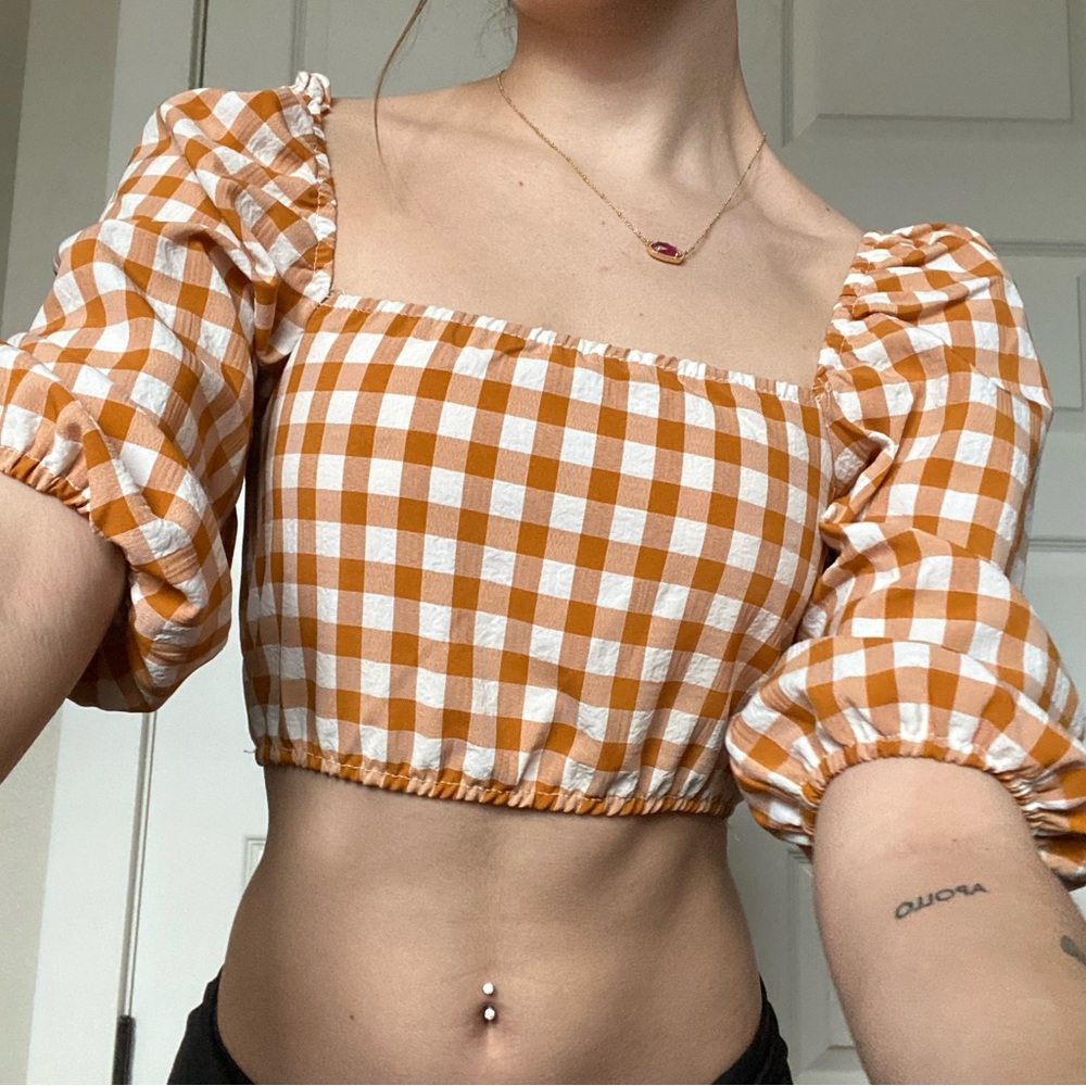 Yellow Gingham Crop Top